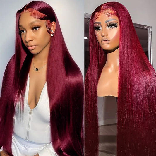 Vibrant Burgundy Wig Elegance