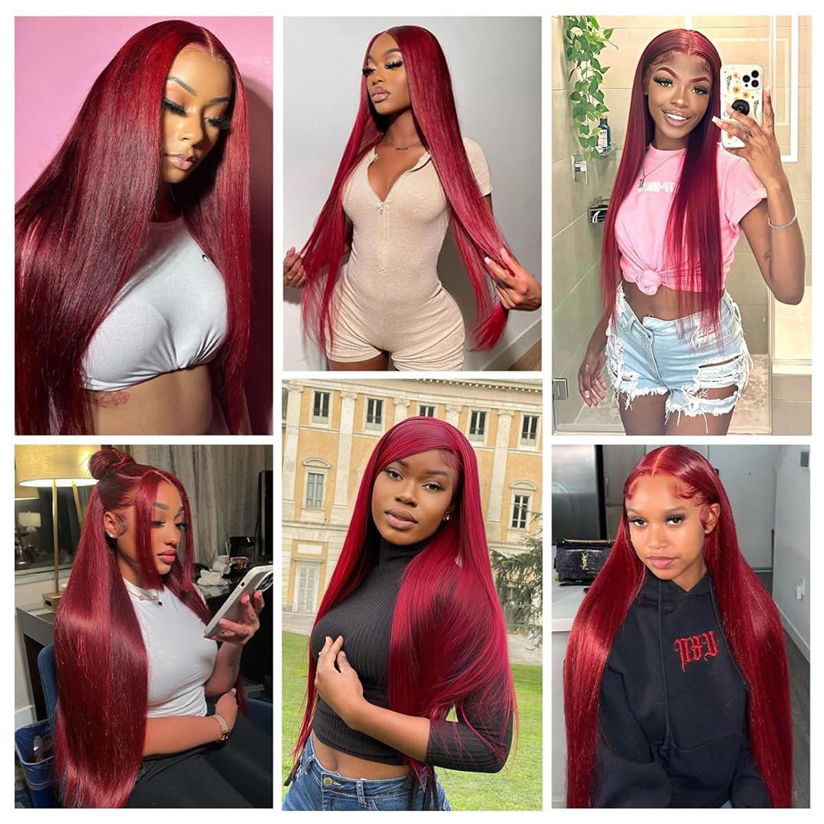 Vibrant Burgundy Wig Elegance