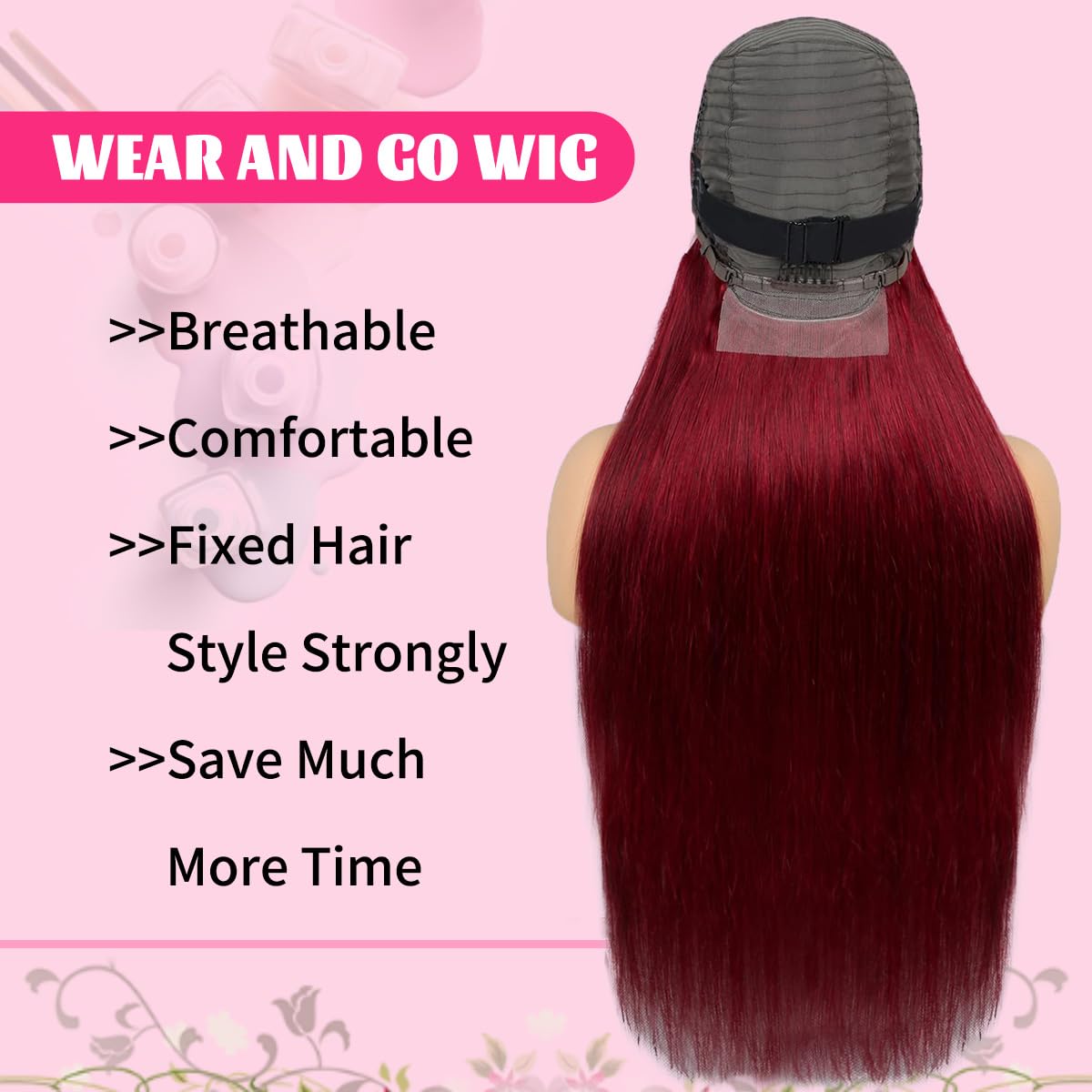 Vibrant Burgundy Wig Elegance