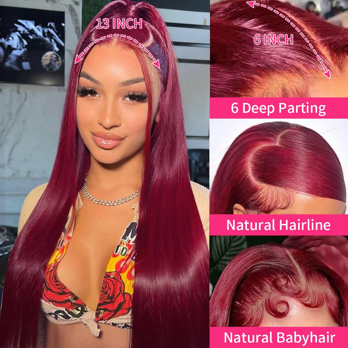 Vibrant Burgundy Wig Elegance