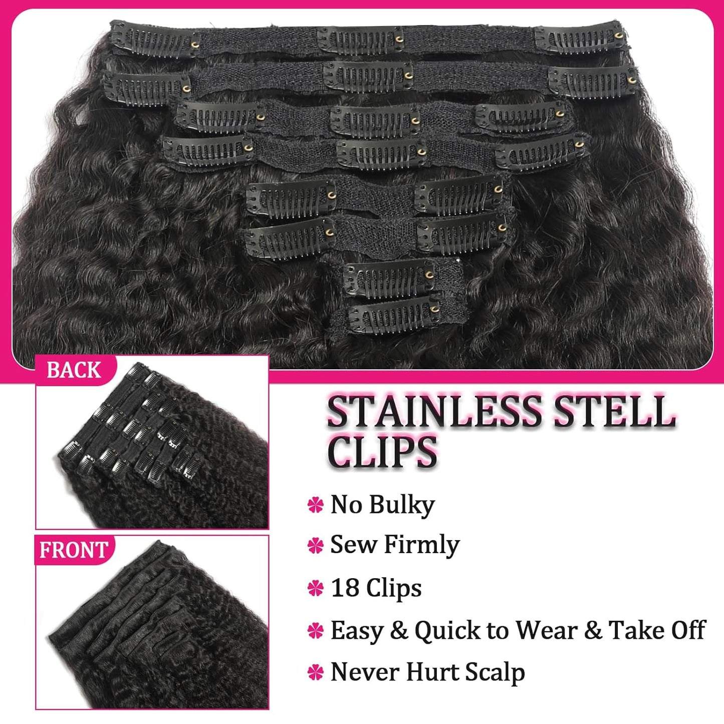 Seamless Kinky Hair Clip-Ins