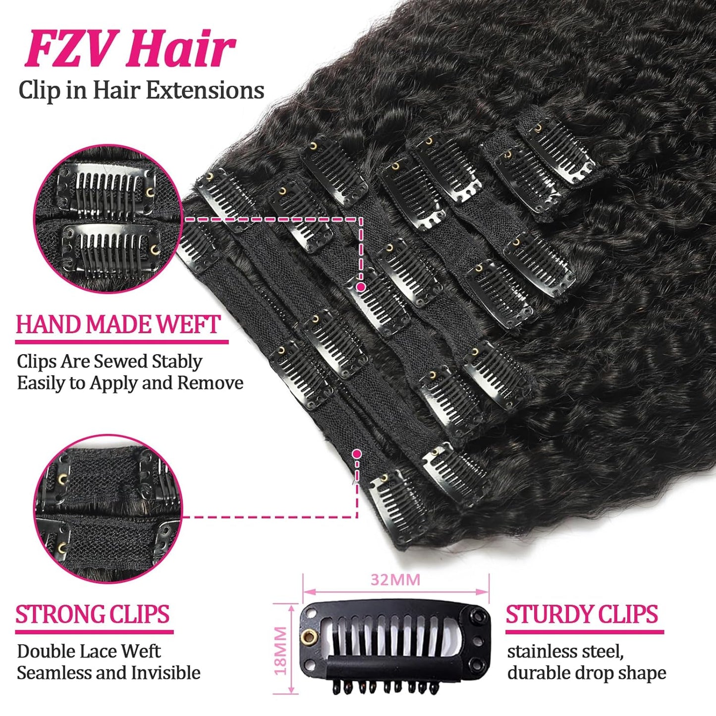 Seamless Kinky Hair Clip-Ins